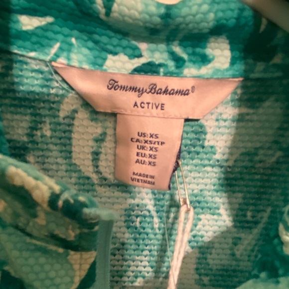 NWT Tommy Bahama Active Green Floral Print 1/4 Zip Pullover  UPF50  XS - Picture 7 of 10